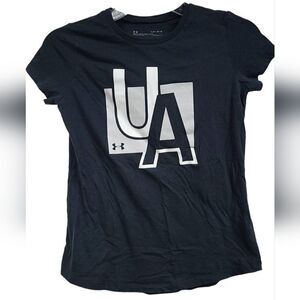 Girls Under Armour Youth YLG 14/16 UA Loose Heat Gear Black Tee Casual T-Shirt